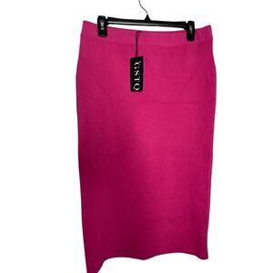 GSTQ Ribbed High-Waisted Pencil Skirt Color Pink Luxe Size XL / XXL